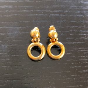 Gold tone hoop clip-on earrings